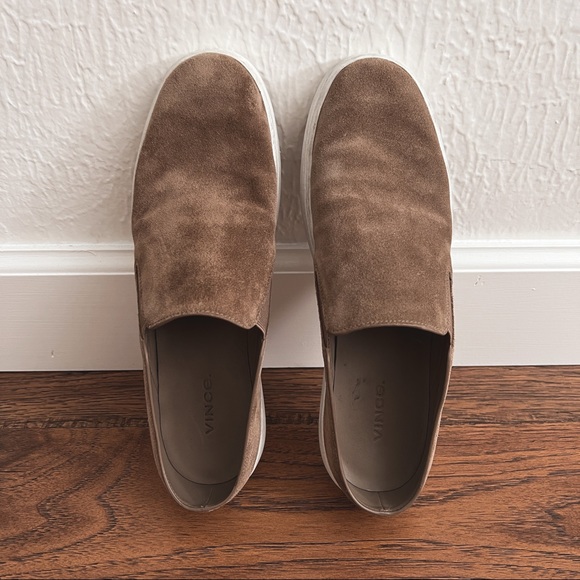 VINCE Verrill Suede Dusty Tan Slip-On Sneakers | Mules | Loafers - Picture 4 of 9